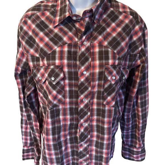 Wrangler western fashion snap front plaid blouse size M - Picture 6 of 7